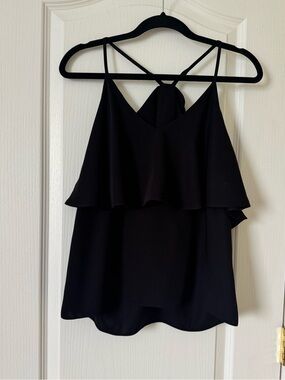 Amanda Uprichard Black Ruffle Layered Tank Top Size Small